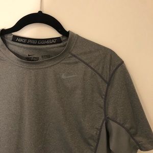 Nike Pro Combat Men’s Gray Athletic Tee Shirt
